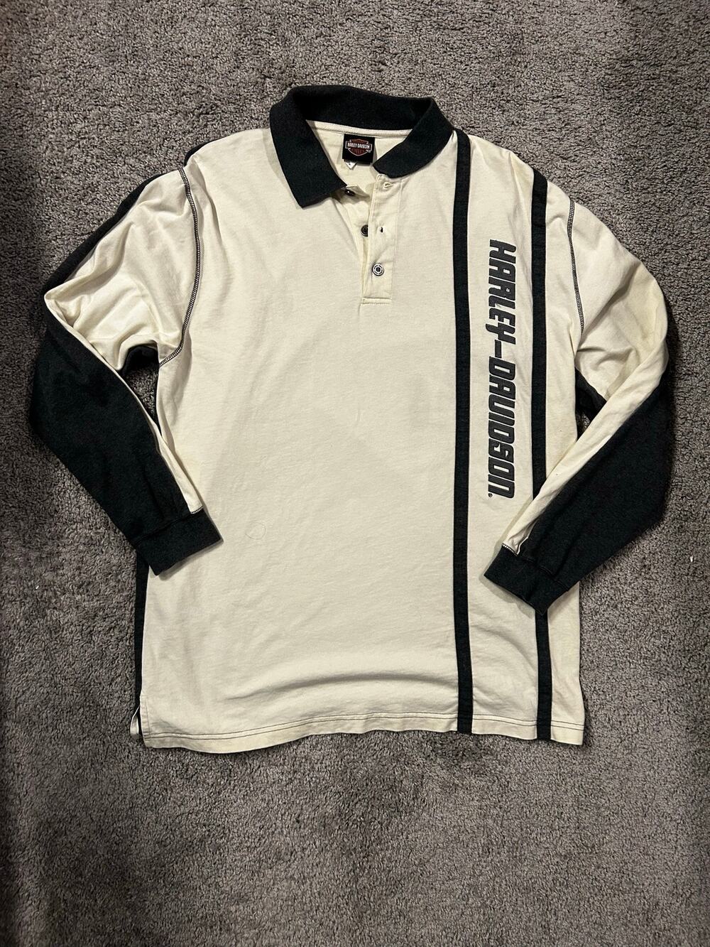 Harley Davidson striped Long Sleeve Collared Shirt